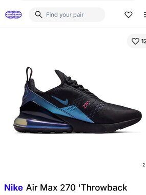 Nike Air Max 270 Women's Throwback Future Black Laser Sneakers Size: 8